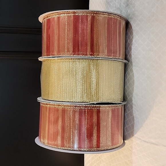 NEW 3 Rolls Holiday Kirkland Wire-edged Ribbon, 150 yards total - Picture 1 of 6